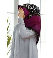 Vissona Mürdüm-Siyah Zebra Desenli Tivil İpek Eşarp 17536-0026-0001