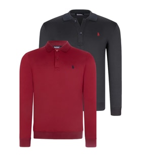 İKİLİ SET V4007 DEWBERRY ERKEK SWEATSHIRT-BORDO-LACİVERT