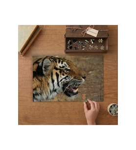 Kükreyen Vahşi Kaplan Tasarımı 240 parça Ahşap Puzzle Ahşap Kutuda MP05313