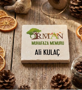 Kişiye Özel Orman Muhafaza Memuru Bardak Altlığı  Hediyesi (Krem)
