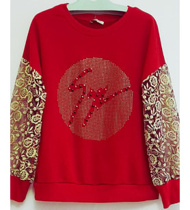 ROSE MODA KADIN BORDO SWEATSHİRT ÖNÜ TAŞLI VE İNÇİLİ