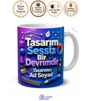 Tasarımcıya Hediye İsimli Baskılı Kupa Bardak Özel Tasarım Grafiker Hediyesi