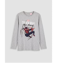 LCW Kids Gri Erkek Çocuk Spider-man Baskılı Pijama Üst