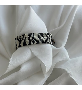Siyah, Beyaz, Zebra Desen Boncuk Bileklik, Miyuki, Zebra Bracelet, Handmade