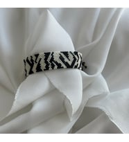 Siyah, Beyaz, Zebra Desen Boncuk Bileklik, Miyuki, Zebra Bracelet, Handmade