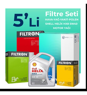 Filtron Nissan Qashqai 2.0 Dizel Filtre Bakım Seti Shell Motor Yağlı (2007-2013) 5 Li