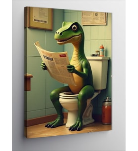 Kanvas Tablo Gazete Okuyan Dinozor