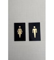 Kadın & Erkek Wc Tuvalet Yönlendirme Seti Siyah Pleksi Kendinden Yapışkanlı 8x12 cm (SIYAH-GRI-SIYAH)