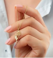 Saklı Takı 925 Ayar Gold Gümüş Gül Kolye