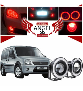 Ford Transit Connect Uyumlu, Universal Mercekli Led Angel Sis Farı, 76mm Kırmızı Renk