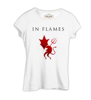 In Flames Beyaz Kadın Tshirt