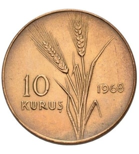 10 kuruş 1968 yılı koleksiyon madeni para
