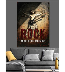 Rock Müzik Ataları Vitruvius Sanatı Dekoratif Kanvas - Mdf Ahşap Tablo