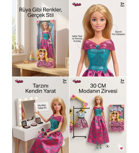 Pembe ve Mavi Elbiseli Sarışın Bebek 30 Cm Model Oyuncak Bebek Model Bebek