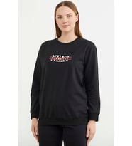 Sıfır Yaka Oversize Sweatshirt - Siyah