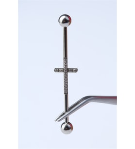 Taşlı Haç Model Köprü Silver Piercing 