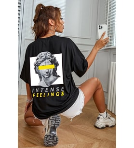 Unisex Aesthetic  Baskılı Tshirt (Siyah)
