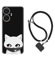 Realme C55 Kılıf Silikon Boyun Askılı İpli Desenli Silikon Pandemi Cat 1729