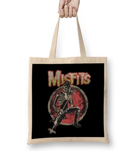 Band Vintage Misfits Skull Bez Çanta Uzun Saplı