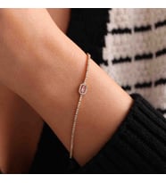 Su Yolu Altın Baget Bileklik Pink Topaz