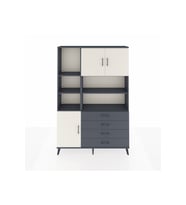 Arges Dolap 8 Raflı 4 Çekmeceli 3 Kapaklı 132x30x195 Antrasit-Aytaşı/Antrasit