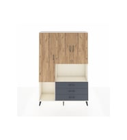 Arges Dolap 6 Raflı 3 Çekmeceli 3 Kapaklı 132x30x195 Aytaşı-Çam/Antrasit