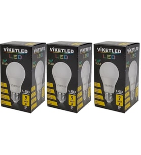 Viketled Led Ampül Beyaz-White 9W (3 Lü Set)