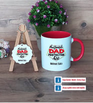 Babaya Hediye Kupa Bardak Kırmızı ve Ahşap Anahtarlık Hediye Babaya Doğum Günü Hediyesi (Model 1)