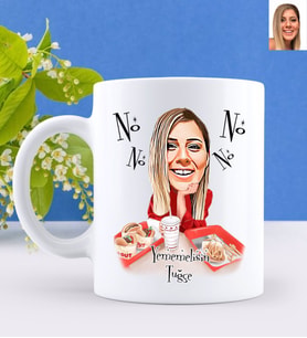 BK Gift Kişiye Özel Kadın Diyetteyim Karikatürlü Beyaz Kupa Bardak