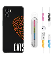 Vivo Y15S Y32 Y33S Y51 Y53S Kılıf Kablo Koruma Spiral Silikon Cats 1792