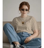 French Bulldog (Fransız Bulldog) Baskılı Kadın Oversize Tişört – Minimal Frenchie Tasarım