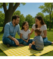 Pinteres Piknik Örtüsü 200x150 cm Su Geçirmez Çift Katlı Kamp ve Plaj Örtüsü (Sarı)