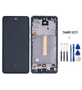 Tkgz - Samsung Galaxy A52 - SM-A525 Uyumlu Lcd Ekran Dokunmatik Servis ÇITALI MAVİ + TAMİR SETİ