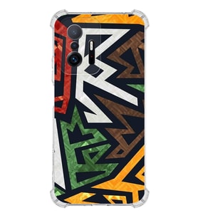 PrintiFy Xiaomi Mi 11T Pro Uyumlu Köşe Korumalı Soyut Grafiti Tasarımlı Şeffaf Silikon Kılıf