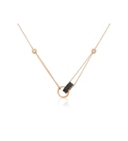 Gümüş Rose İç İçe Geçmiş Halka Kolye CSR2181160
