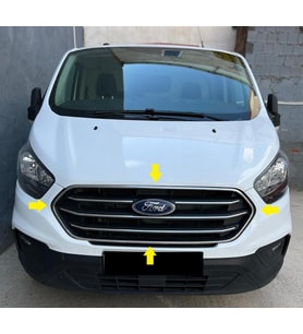Ford Custom Krom Ön Panjur+Çerçeve 8 parça 2018> Paslanmaz Çelik