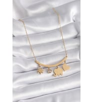 316L Çelik Gold Renk Fil Figür Zirkon Taş Detay Kadın Kolye 5886 - HPSBYI2123-8307