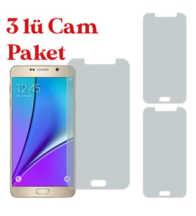 Samsung Galaxy Note 5 Uyumlu Temperli Kırılmaz Cam Ekran Koruyucu 3 lü Set