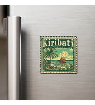 Kiribati Kiribati - Posta Pulu Temalı Ülke - Baskılı Buzdolap Magneti Kare - 9x9 cm