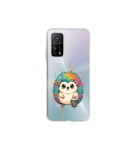 Xiaomi Mi 10t Pro 5g ile Uyumlu Splash Kirpi Tasarımlı Şeffaf Silikon Kılıf