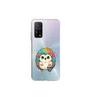 Xiaomi Mi 10t Pro 5g ile Uyumlu Splash Kirpi Tasarımlı Şeffaf Silikon Kılıf