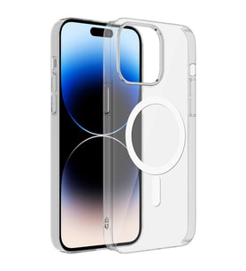 iPhone 14 Pro Kılıf Kablosuz Şarj ve Magsafe Destekli SlimSafe Premium Sert PC Silikon Kapak (Renksiz)