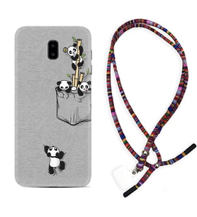 Samsung J6 Plus J7 Prime J7 Pro M20 Kılıf Boyun Asklı Rasta Silikon Pandalar 1798