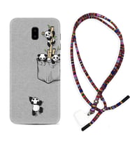 Samsung J6 Plus J7 Prime J7 Pro M20 Kılıf Boyun Asklı Rasta Silikon Pandalar 1798