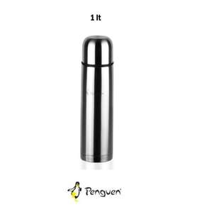Penguen Çift Katmanlı Kapaklı Çelik Termos 1 Litre