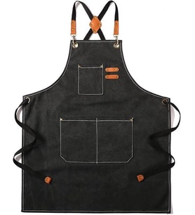 Valkyrie Unisex Kanvas Mutfak Önlüğü Ayarlanabilir Askılı Cepli Barista Garson Servis Önlüğü Siyah