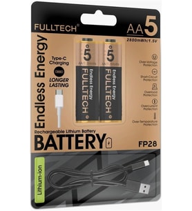Şarj Edilebilir Pil 1.5V 2800mWh Lityum-İon Kalın Pil AA 5 Type-C Şarjlı (AA, Her Paket, 2)