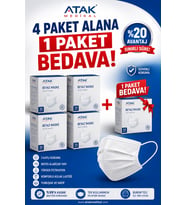 Atak Medikal Beyaz Maske 50'li 4 Paket alana 1 Paket Bedava