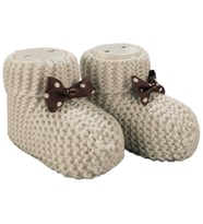 Unisex Kahverengi Puanlı Fiyonklu Triko Patik 0-6 Ay (Standart)