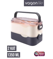 İki Kat Üç Bölme 1350 ML Paslanmaz Çelik Sefer Tası